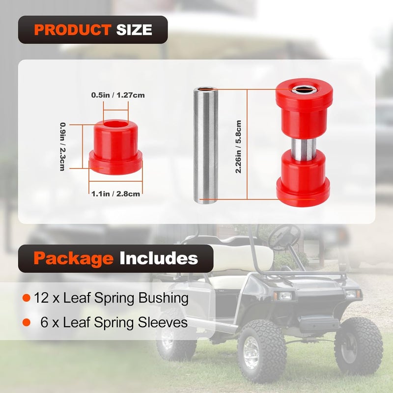 FILTERUP Upgraded Golf Cart Spring Bushing Kit Rear Leaf Springs Bushing Sleeve Compatible with 1994-Up EZGO TXT/Medalist & 1981-Up Club Car DS, Replaces for 70291G-01 70289-G02 1015583 1012303 - Image 4
